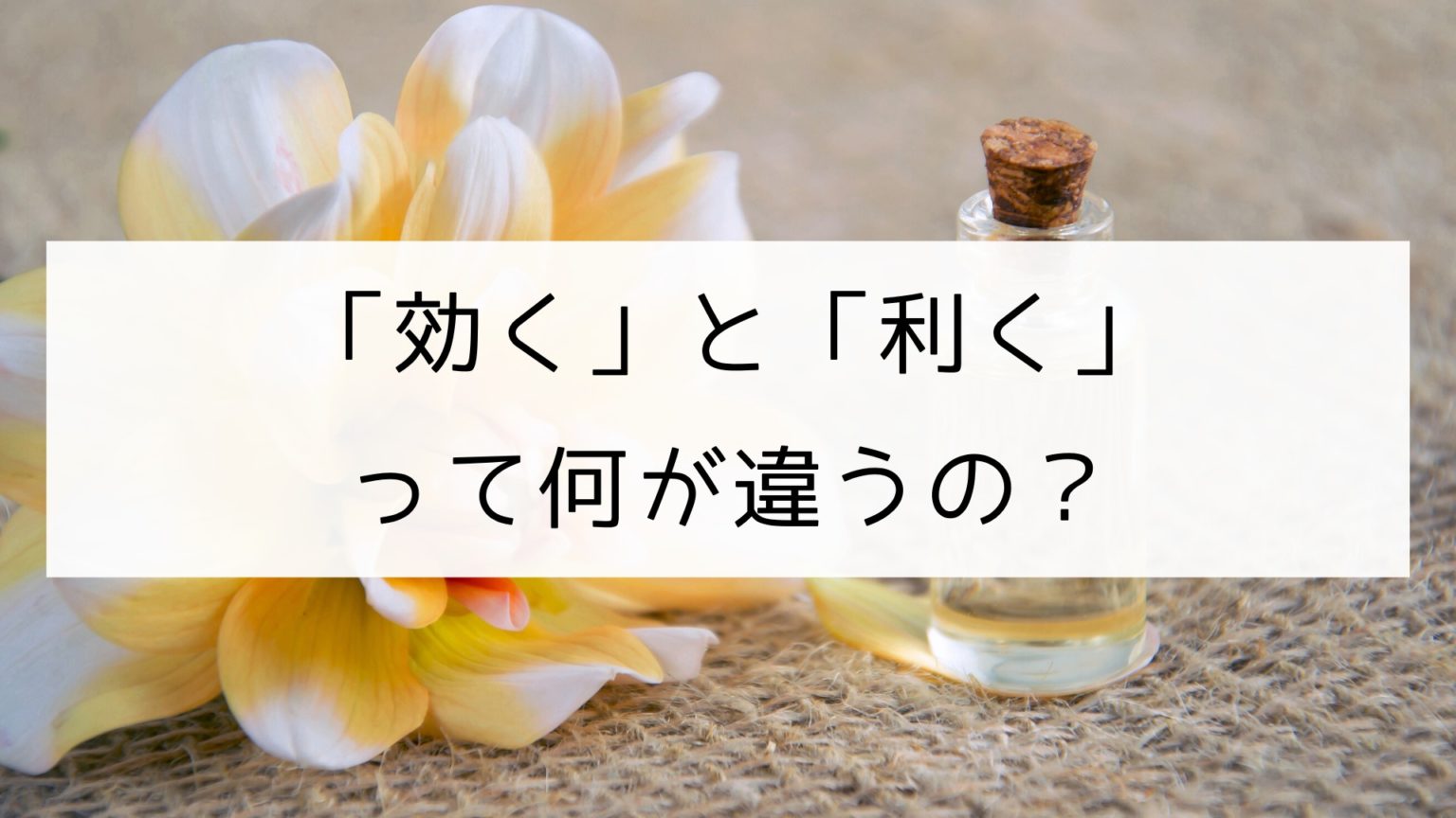 【漢字】「効く」と「利く」の違い|日本の言葉と文化